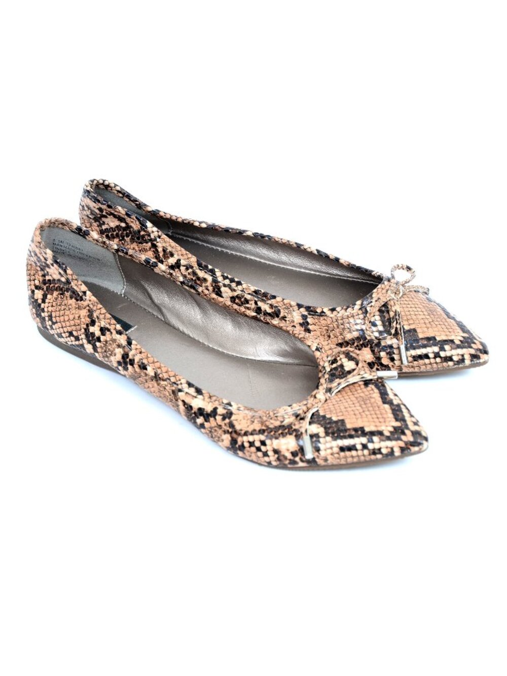 Array Women's 8.5 Snakeskin Vegan Leather Pointed Toe Ballet Flats Animal Print